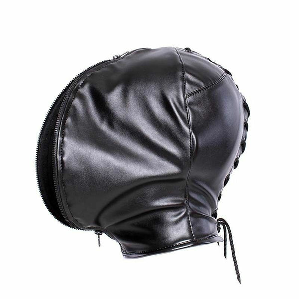 PU Leder Maske Haube Fetisch Slave Restraint Kopf Maske Haube Slave Bondage
