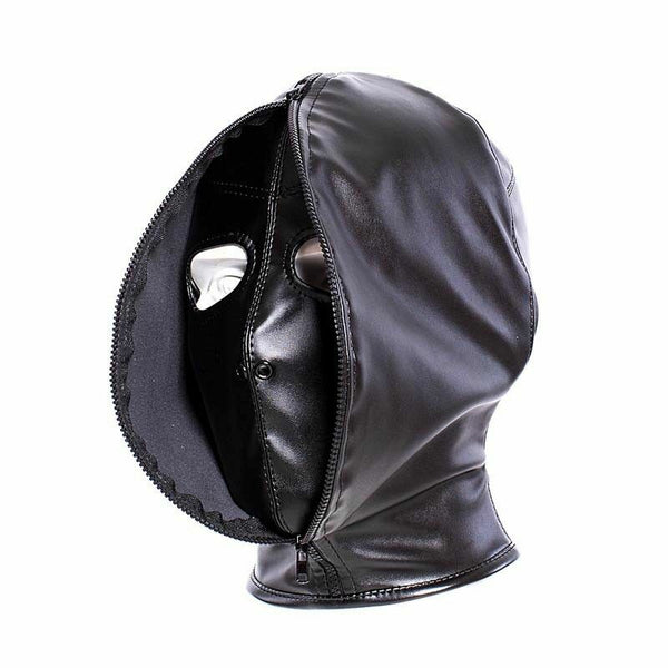 PU Leder Maske Haube Fetisch Slave Restraint Kopf Maske Haube Slave Bondage
