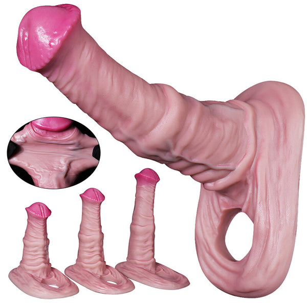 Men Penis Cock Girth Enhancer Dildo Thick Condom Extender Sheath Enlarge Sex Toy
