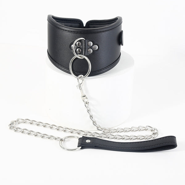 Soft PU leather Leather Bondage Posture Collar neck collar Restraint with leash
