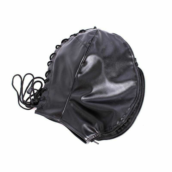 PU Leder Maske Haube Fetisch Slave Restraint Kopf Maske Haube Slave Bondage