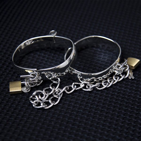 BDSM Alloy HandCuffs Leg Cuffs Fetish Wrist Ankle Restraint Bondage Free Padlock