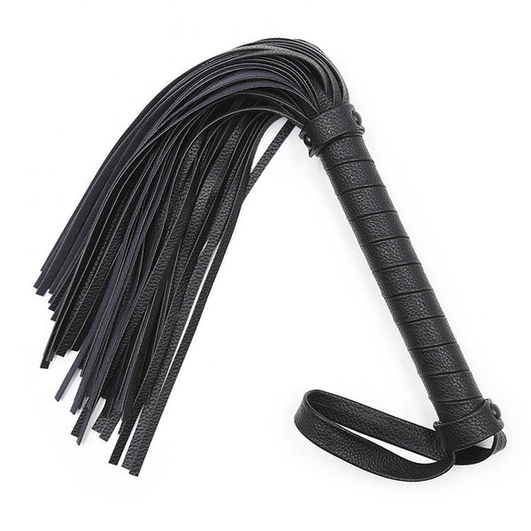 Handle tassel genuine leather whip whip bondage belt queen black tail