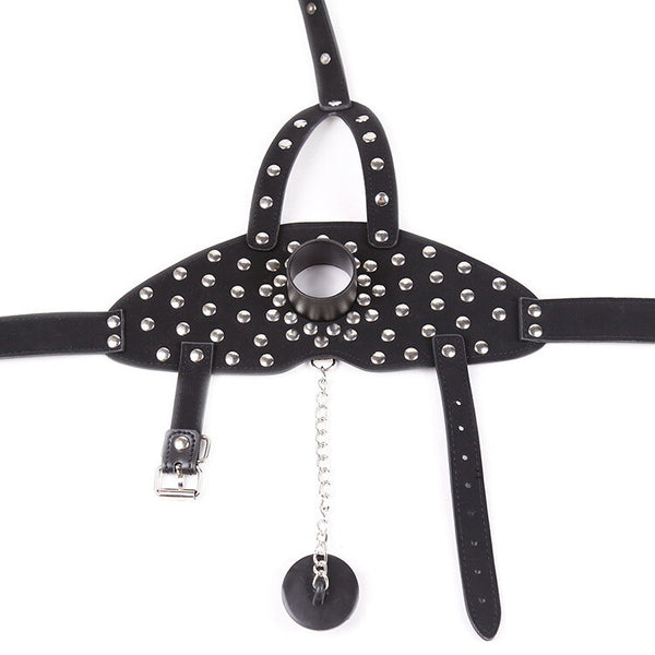 Funnel Oral Plug Open Mouth Gag Toilet Mask Hood Head Harness Bondage Adult