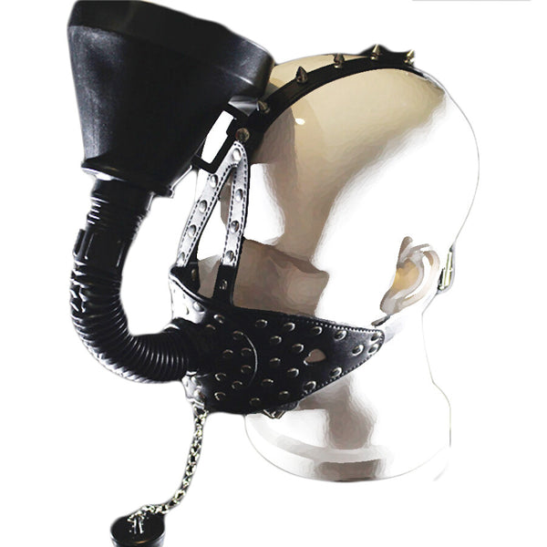 Funnel Oral Plug Open Mouth Gag Toilet Mask Hood Head Harness Bondage Adult
