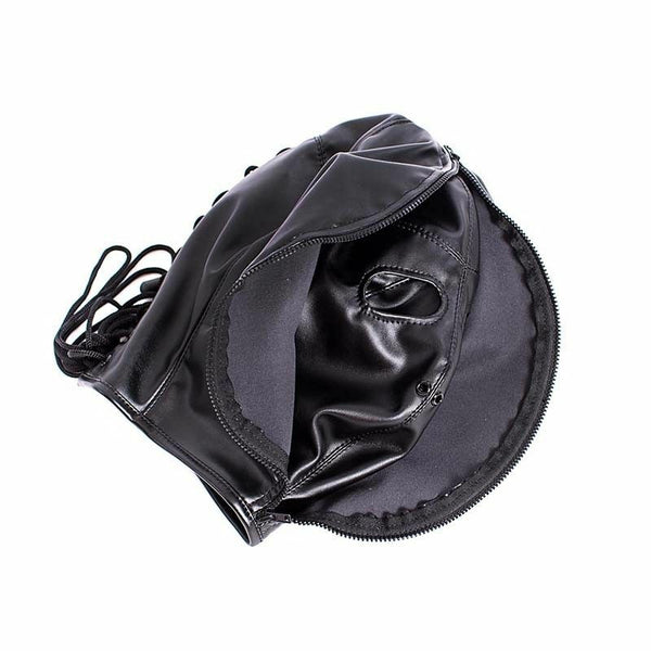 PU Leder Maske Haube Fetisch Slave Restraint Kopf Maske Haube Slave Bondage