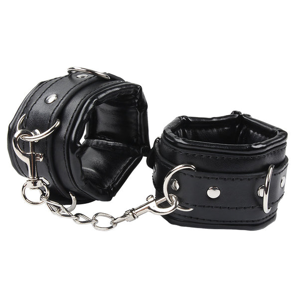 Bondage leather plush handcuffs and shackles fetish set