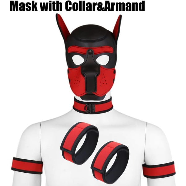 Neoprene Dog Full Face Puppy Mask Removable Pup Hood Halloween Mask