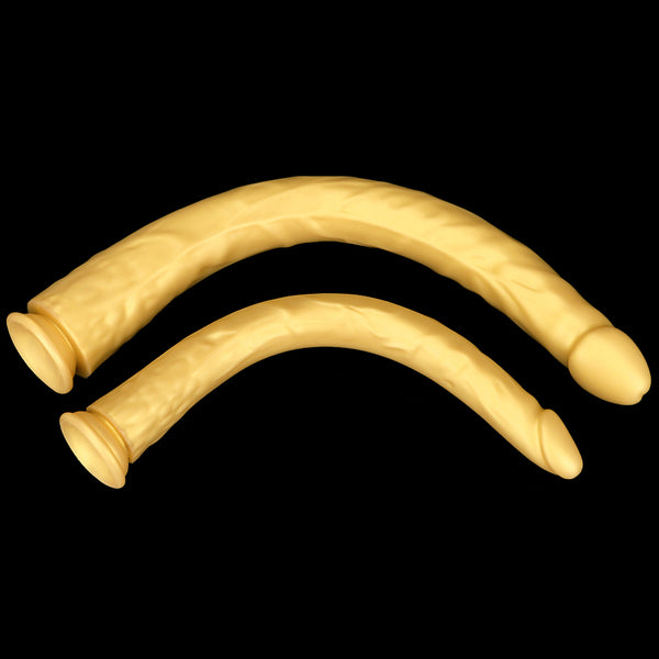 Golden Long Thin Dildo Liquid Silicone