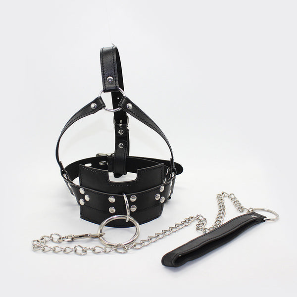 PU Leather Slaves Head Harness Mouth Muzzle Strap Restraints Gag Ball Game New