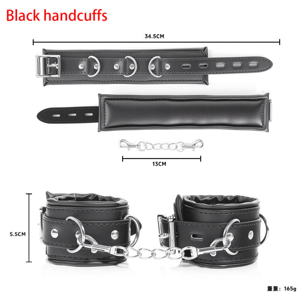 Bondage leather plush handcuffs and shackles fetish set