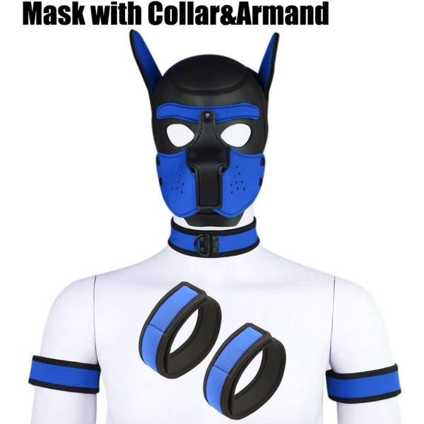 Neoprene Dog Full Face Puppy Mask Removable Pup Hood Halloween Mask
