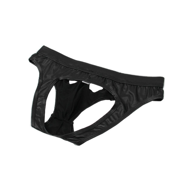 Sexy Mens Faux Leather Underwear Open Butt Briefs Jockstrap Panties Gay Thongs