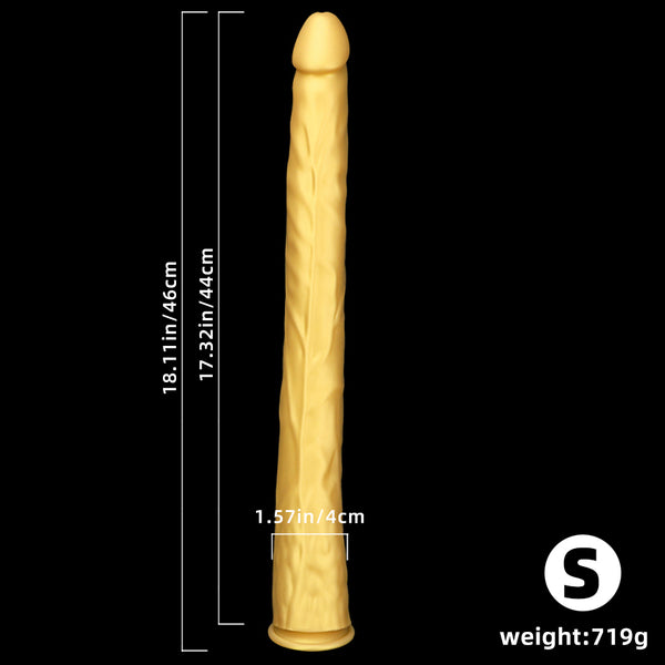 Golden Long Thin Dildo Liquid Silicone