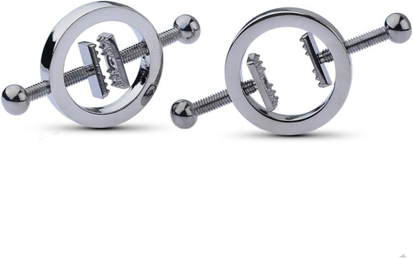 2 x Nipple Clip Clamps Circular Stainless Steel Clamp,Adjustable Weight Metal Nipple Clamps