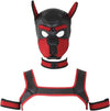Neoprene Dog Full Face Head Mask Kit, Novelty Costume Pup Hood Mask with Collar and Strap