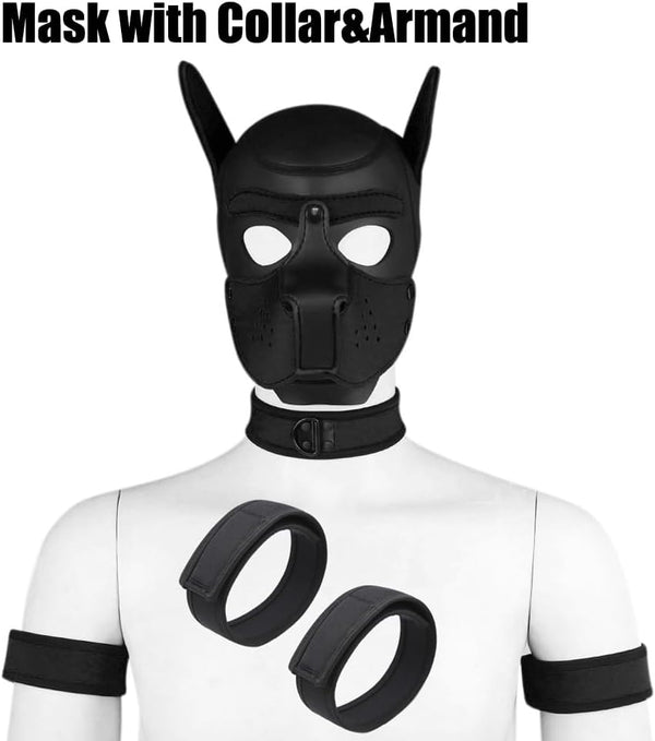 Neoprene Dog Full Face Puppy Mask Removable Pup Hood Halloween Mask