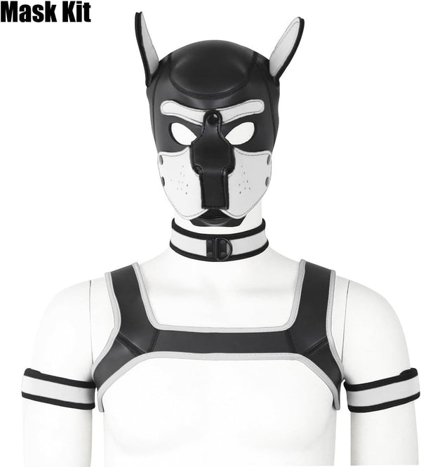 Neoprene Dog Full Face Puppy Mask Removable Pup Hood Halloween Mask