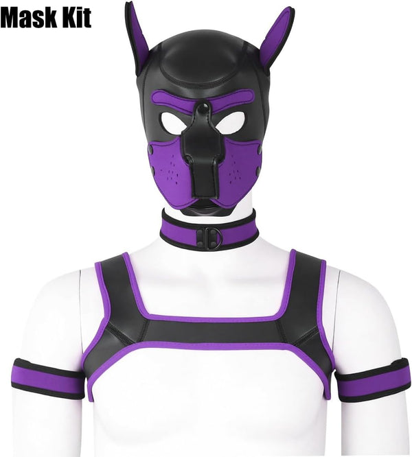 Neoprene Dog Full Face Puppy Mask Removable Pup Hood Halloween Mask