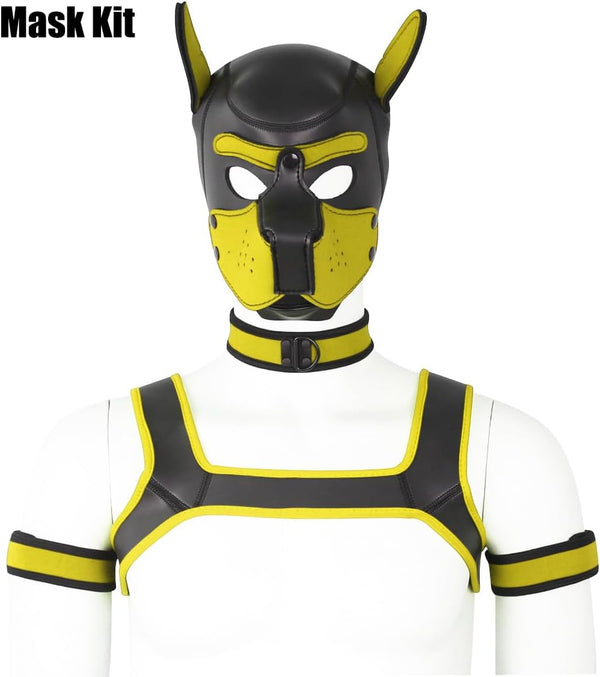 Neoprene Dog Full Face Puppy Mask Removable Pup Hood Halloween Mask