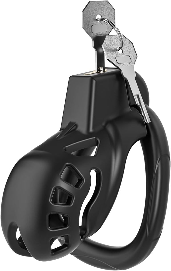 Male Chastity Cage, Large Chastity Device with 5 Sizes Rings and Invisible Lock for Man Penis Exercise Bondage Gear & Accessories Lightweight Adult Sex Toys