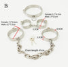 Stainless steel lockable wrist cuffs & leg shackles & collar chain restraint set sexual bondage BDSM set