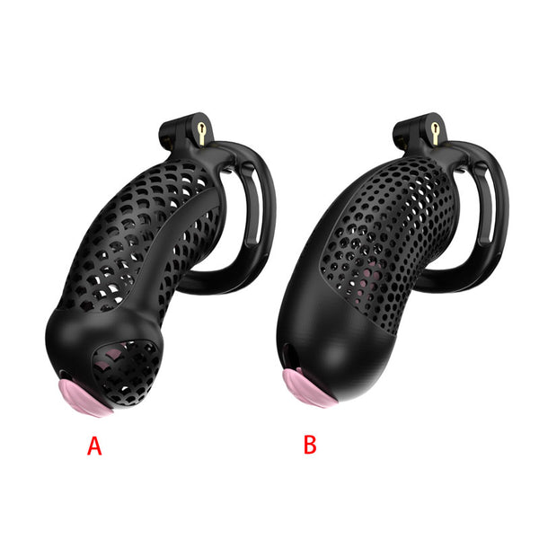 Male extra large chastity cage locking device kit with different sized rings and invisible lock catheter