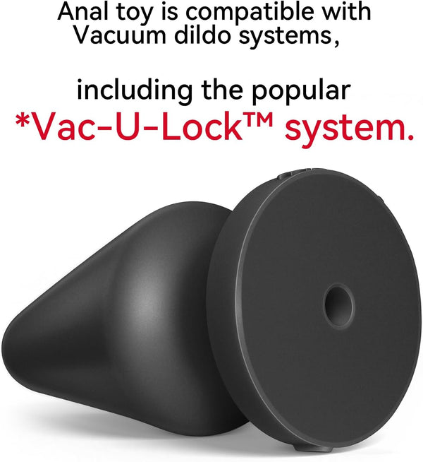 9.8 Inch Food Grade Platinum Silicone Stretcher Grip - FDA Standard Compliant Material - X Large Giant Anal Butt Plug - Vac-U-Lock System - Sex Toys for Men and Women (Black, X Large)