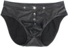 Men's Punk Rivet Faux Leather Briefs Plus Size Leather Thong Low Rise Men's Black Low Rise Fashion Briefs