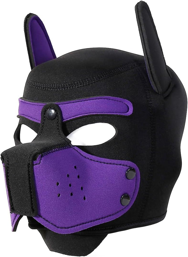 Neoprene Puppy Face Muzzle Dog Removable Full Head Hood Mask With Ears (One Size)