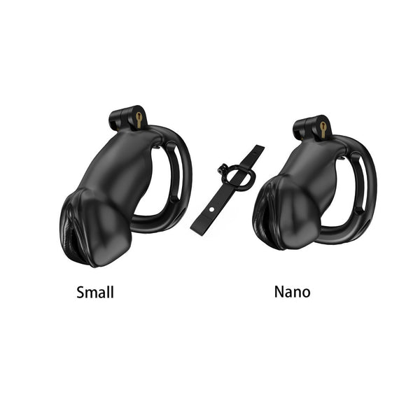 Wearing a small chastity cage