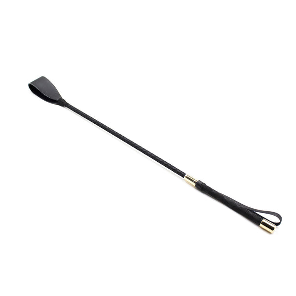 Black genuine leather riding whip