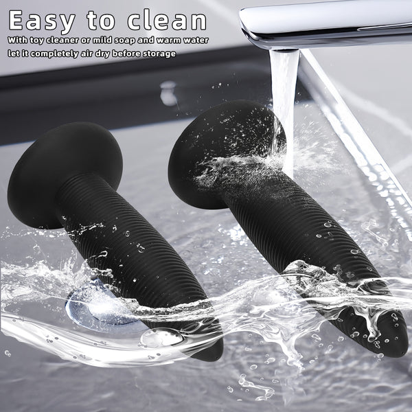 14 Inch Threaded Ribbed Big Black Dildo