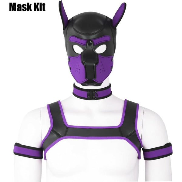 Neoprene Dog Full Face Puppy Mask Removable Pup Hood Halloween Mask