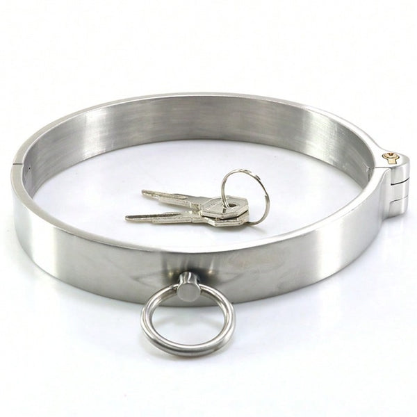 304 stainless steel choke collar restraint, metal choke ring lockable necklace, fetish sex toy