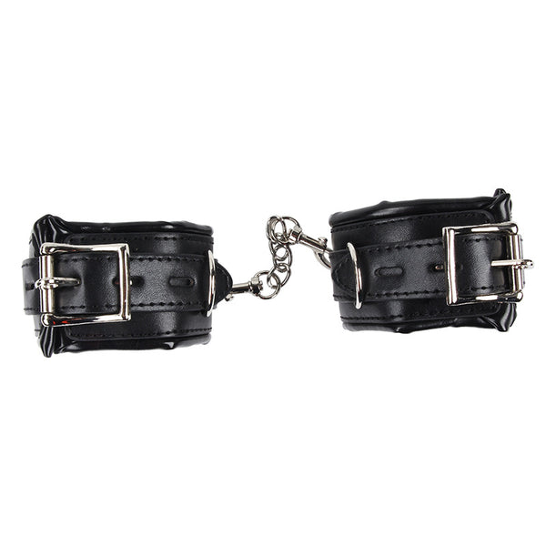 Bondage leather plush handcuffs and shackles fetish set