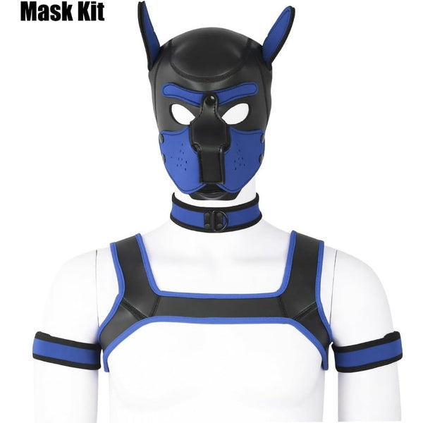 Neoprene Dog Full Face Puppy Mask Removable Pup Hood Halloween Mask