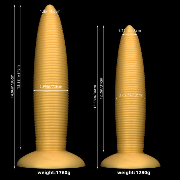 14 Inch Threaded Ribbed Big Black Dildo