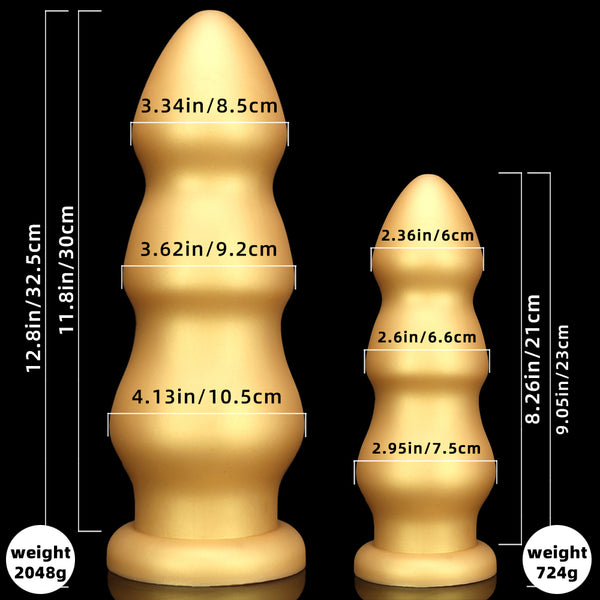 Gold Silicone 11CM Thick Huge Knot Dildo with Suction Cup Butt Plug Anal Sex Toy