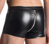 Men's Boxer Briefs Imitation Leather Underwear Shorts Zipper Open Crotch Briefs Low Rise Briefs Boxer Briefs U-Shaped Pocket Briefs