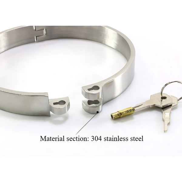 304 stainless steel choke collar restraint, metal choke ring lockable necklace, fetish sex toy