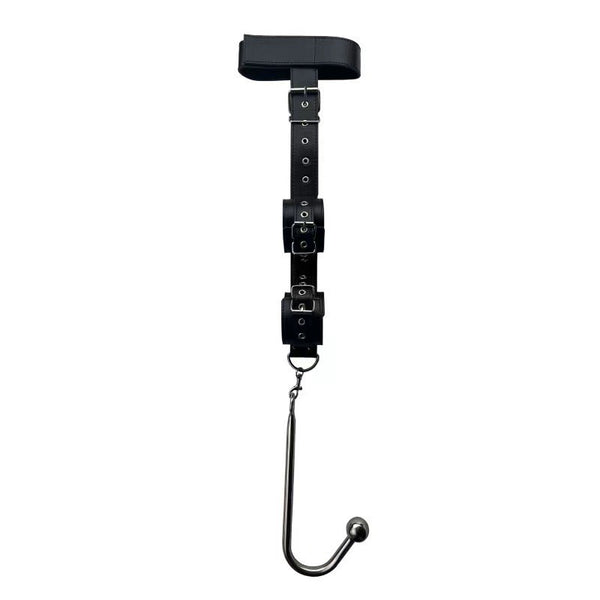 Sex Bondage Anal Hook, Neck to Wrist Behind Back Handcuffs Collar with Anal Trainer & Ball Gag, Bed Restraints Sex Game Accessories Kinky Fetish Role Play Adult Sex Toys for Couple Beginner