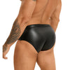 Men's Punk Rivet Faux Leather Briefs Plus Size Leather Thong Low Rise Men's Black Low Rise Fashion Briefs