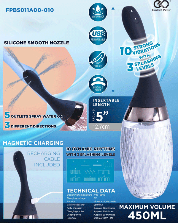 Hydro-Arouser,Rechargeable Splashing Douche