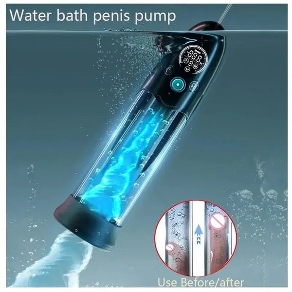 Penis Pump Electric Water Bath Penis Massage Enlarger Enlargement Vacuum Pump Sex Toys for Men Masturbator Penile Bigger Trainer
