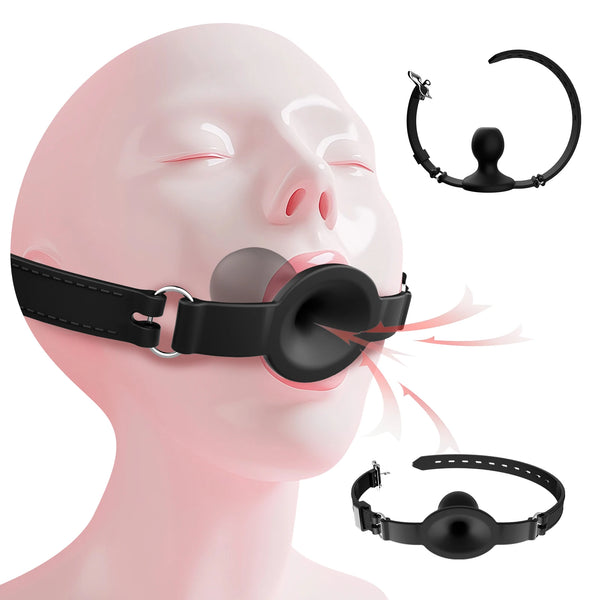 New silicone gag BDSM breathable ball-shaped gag adjustable strap gag