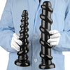 Black Threaded Ribbed 13 Inch Dildo