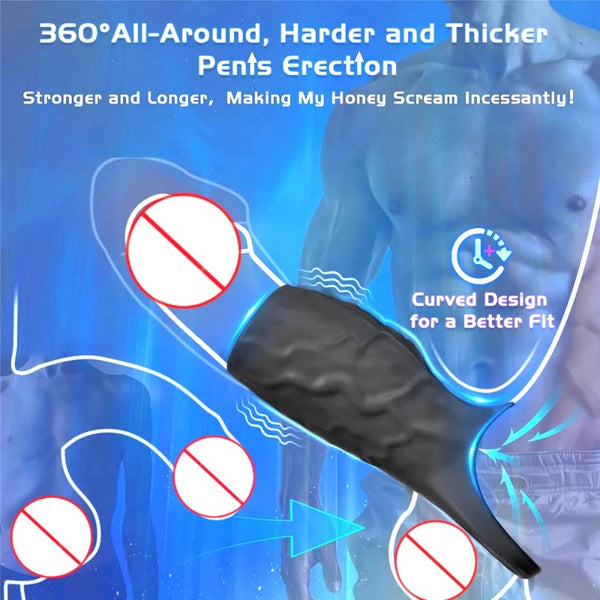 Male penis enlargement device G-spot vibrator lock sperm ring penis exerciser extender