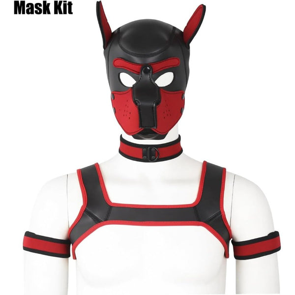 Neoprene Dog Full Face Puppy Mask Removable Pup Hood Halloween Mask