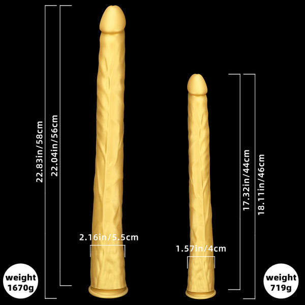 Golden Long Thin Dildo Liquid Silicone